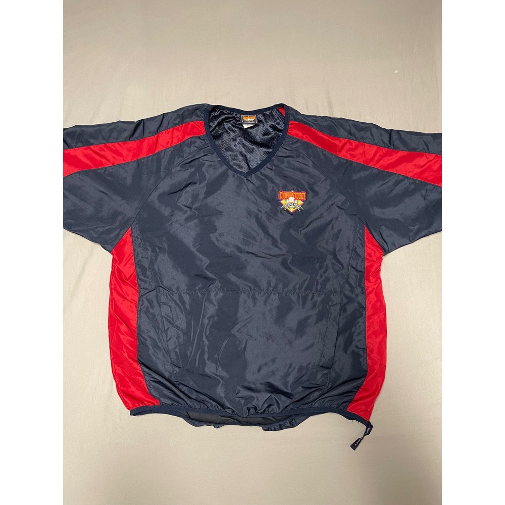 Cooperstown Dreams Park Mens Baseball Windshirt Navy Blue Red Pullover XL